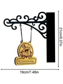 1件装 YOPPIX 书角酒馆标志牌 - 中世纪风格书架装饰，带悬挂支架，趣味书籍类型分隔牌，适用于家庭图书馆、书架整理和阅读角装饰