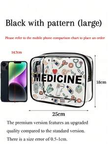 新款药品收纳袋 - 迷你化妆包、透明洗漱包、旅行必备品、带拉链的便携式旅行洗漱包、沙滩透明PVC洗漱包、防水收纳袋、透明收纳袋、数据线和USB接口收纳袋、机场航空标准PVC化妆包，可存放药品、医疗包等。 - 彩色 - 查看 11