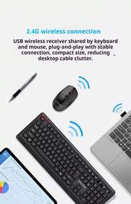 Lenovo KN201 Wireless Keyboard And Mouse Combo For Office Use (USB 2.4G, Desktop & Laptop) - Black - View 9