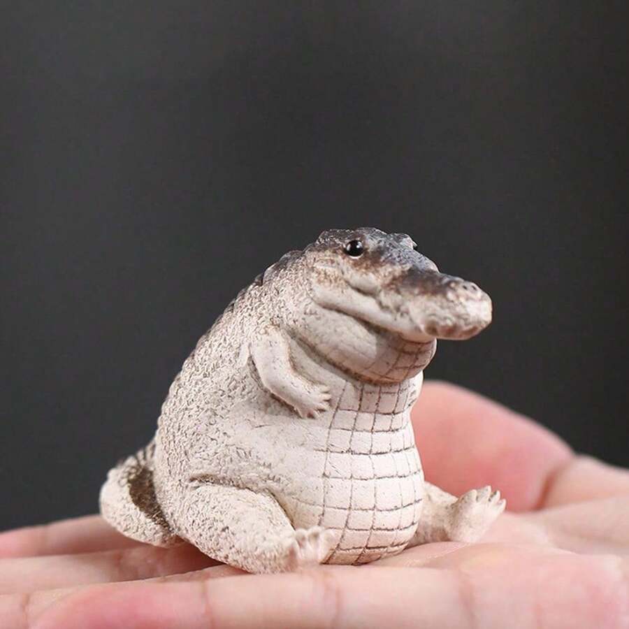 1pc Mini Pet Crocodile Ornaments, Cool Personalized Decor, Handmade Tea Ceremony Tea Set Accessories, Tea Table Tea Play, For Home Decoration, Home Decoration Best Gifts Birthday Graduation - 白色 - 查看 1