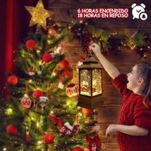 YQQ [Función de Temporizador navideñas RetroLuces de Regalo de Papá Noel 8 música navideña USB o Alimentado por batería 10.6"x 3.9"1234 - Bronce - Ver 4