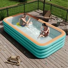 Extra Large 3-Tier Inflatable Swimming Pool, Foldable & Portable, Summer Water Park, Thick & Sturdy, Spacious, Suitable For Indoor/Outdoor Use, Ideal For Patio And Backyard Entertainment. Perfect For Summer Pool Parties And Outdoor Leisure. Foldable Design | Family Gathering Essential, Great Gift For Loved Ones. (Pump Not Included) - Multicolor - View 6