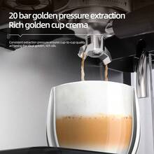 AEOMJK 半自动咖啡机，自动奶泡器，预设咖啡口味，研磨冲泡一体式意式咖啡机，一键操作，可制作意式浓缩咖啡、拿铁、卡布奇诺 - 查看 8