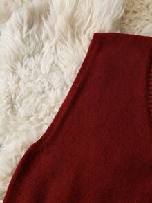 Nueva Elegante y Estilosa Chaleco de Punto sin Mangas con Cuello en V, Versátil para el Trabajo y el Uso Casual - Burdeos - Ver 7