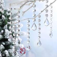 YQQ 10 Piezas Colgante de Acrílico 15 cm Cadena Acrílico Transparente en Forma de Follaje Hebras Guirnalda para Decoración Árbol Navidad Lámparas de Araña Partido Bodas1234 - como en la foto - Ver 7