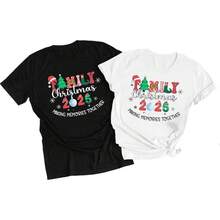 Camisetas de Navidad para Parejas, Él y Ella, Pijamas Familiares Divertidos de Navidad, Camiseta de Manga Corta - Blanco - Ver 8
