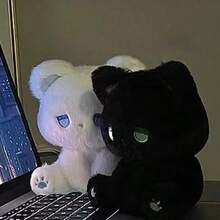 2025年流行款 - 可爱毛绒娃娃 - 高品质娃娃 - 卡通坐姿毛绒玩具 emo 猫 - 送给朋友、节日、收藏、生日礼物 - 彩色 - 查看 1