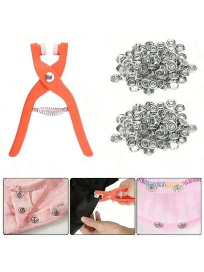200 قطعة أدوات خياطة مثبتات معدنية سريعة، تشمل كماشة يدوية وصندوق تخزين، مناسبة للأعمال اليدوية والملابس والقبعات والحقائب وغيرها