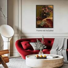 1 PC American Retro Poster, Niche Living Room Wall Hanging, Retro Floral Entryway Wall Hanging,Vintage Art Portrait Maximalist Decor With Baroque Rococo Canvas Wall Art Print Eclectic Room Decor Oil Painting Renaissance Traditional For Living Room, Office, Bedroom - 16x24in Unframed