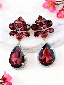 1对手工铜合金焊接几何形状水滴形玻璃水晶吊坠耳环（女士款） - 風格 - 查看 4