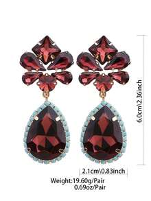 1对手工铜合金焊接几何形状水滴形玻璃水晶吊坠耳环（女士款） - 風格 - 查看 9