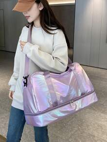 1 szt. Kolorowa, wodoodporna torba damska z wieloma kieszeniami, duża pojemność, torba podróżna z oddzielną przegrodą na buty, idealna na trening, wakacje, podróż służbową, torba podróżna, torba podróżna na noc, wytrzymały organizer podróżny, niezbędne na rejs, niezbędne na wakacje dla mężczyzn i kobiet - Fioletowy - Zobacz 2