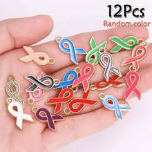 10pcs Alloy Love Ribbon Enamel Pendant Breast Cancer Mark Awareness Charms For Diy Jewelry Making Mobile Phone Case Decor Accessories - Multicolor - View 22