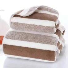 1pc/2pcs Soft & Comfortable Skin-Friendly Bath Towel, Striped Quick-Drying Super Absorbent Microfiber Coral Fleece Towel, Suitable For All Seasons, Unisex Adult, Gray, 34*75cm/70*140cm/90*180cm, Multi-Purpose For Bathroom, Shower, Swimming, Gym & More - Multicolor - View 4