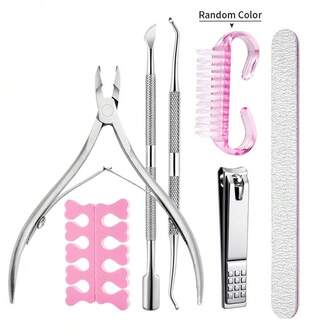7 st/set manikyrkit nageltrimmer nagelbandsputsverktyg nagelfil tånagelseparator akryl rengöringsborste långvarig nagelvårdsverktyg