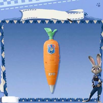 Miniso Zootropolis Judy's Life-seriens kulspetspenna (K1016) i morotsstil med inspelningsfunktion, plastmaterial, skriv- och anteckningsverktyg för studenter (1 st)