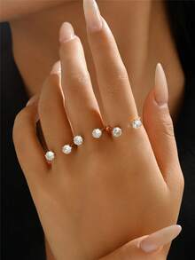 3pcs Zirconia Ring Set For Women, Adjustable Open Design, Suitable For Daily, Party, And Date Wear - Multicolor - View 6