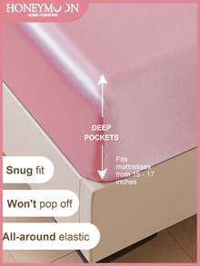 1 st. dra-på-lakan i satin, passar madrassdjup 15-17 cm, mjukt och andningsbart, skrynkelbeständigt, lyxig hotellstil, heltäckande resårband, djup ficka, lämplig för twin-, full-, queen- och king-size-sängar, maskintvättbar, Oeko-Tex-certifierad - Rosa - Visa 3