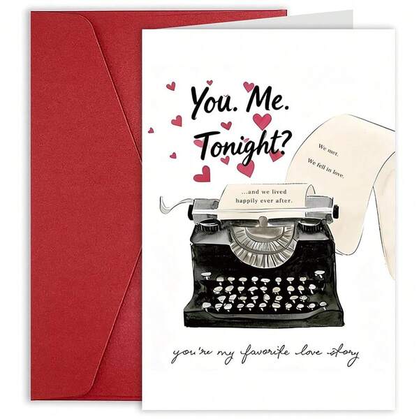 1PC Funny Valentine's Day Card 'You're Just My Type',Favorite Love Story, Anniversary Greeting Cards, Typrewriter, Love Blank Card, Birthday Card For Boyfriend, Husband, Wife