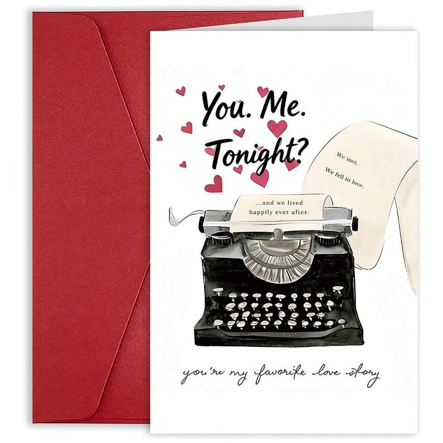 1PC Funny Valentine's Day Card 'You're Just My Type',Favorite Love Story, Anniversary Greeting Cards, Typrewriter, Love Blank Card, Birthday Card For Boyfriend, Husband, Wife - one-size - View 1