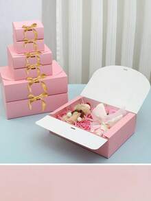 Set de 10 piezas/5 piezas/2 piezas - Caja de regalo rosa con tapa, caja de propuesta para damas de honor con cinta, caja de regalo de boda, caja de regalo de cumpleaños, caja de regalo para fiestas y otros eventos, caja de regalo del Día de San Valentín, embalaje, cumpleaños, manualidades DIY, caja de almacenamiento de cosméticos, caja de regalo de graduación, caja de decoración de boda - Caja de regalo de Navidad - Caja de regalo - Rosa - Ver 6