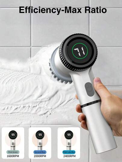 Cordless Electric Spin Scrubber, 3 Adjustable Rotation Modes, Suitable For Bathroom, Shower, Bathtub, Glass, Car And More