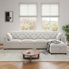 Sofas & Couches - Beige + Velvet + 4 Seat - 查看 12