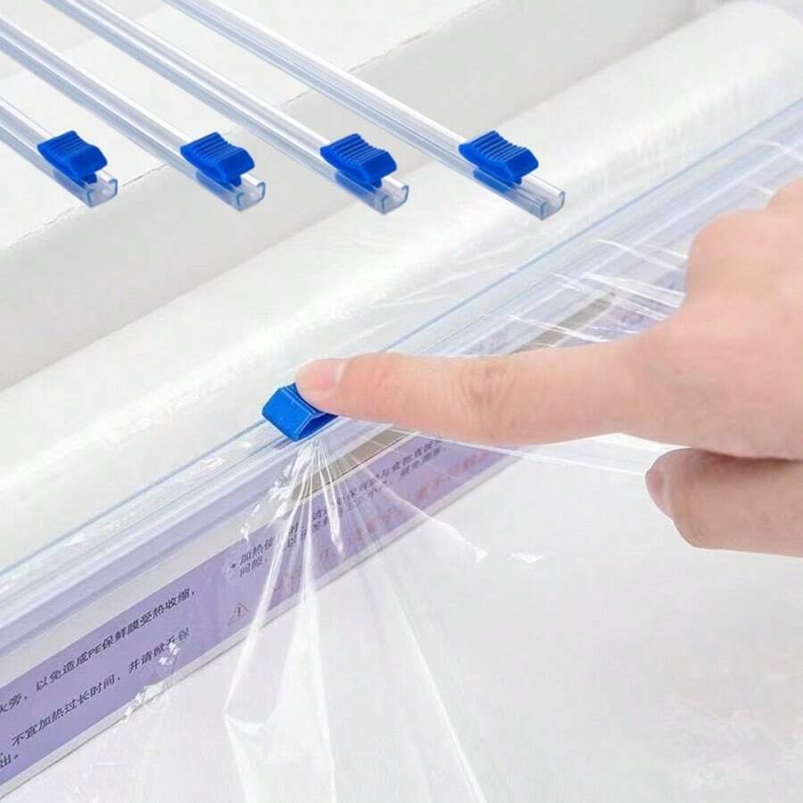 4/1pc Plastic Wrap Cutter - Self-Adhesive Fit 13" Roll Slide Cutter For Foil, Wax Paper, Parchment Paper - Replacement Fit Most Brands Wrap Dispenser - Clear - View 1
