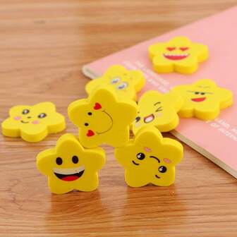 9pcs Star Erasers, Random Pattern, Creative Cartoon Stationery Erasers, Student Prizes & Gifts