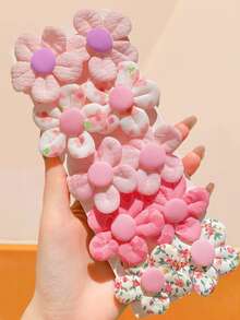 10个/套 什锦花朵发夹，柔和梦幻的配色，包含粉色、紫色、蓝色、黄色等色调，搭配对比鲜明的花朵中心，适合女孩和女士打造清新日常发型或迷人派对造型，随机发货。 - 彩色 - 查看 10