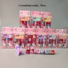Sanrio 1 Set Of 12+1 Hello Kitty Stickers, Mini Paper Tapes For DIY Scrapbooking, Cute Girly Style, 1 Box (12 Rolls) With Cutter, 1 Set Of Random Tape Sealing Stickers, Friend Sticker Gift Set - Multicolor - View 7