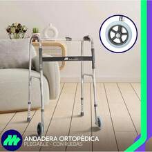MEDICAL STORE Andadera de Lujo Adulto Tercera Edad Con Ruedas Modelo Fabricada En Acero De Alta Resistencia Altura Ajustable 6 Alturas y Plegable Por Medio de Palancas. - Gris Normal - Ver 7