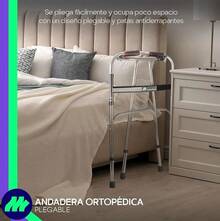 MEDICAL STORE Andadera de Lujo Adulto Tercera Edad Con Ruedas Modelo Fabricada En Acero De Alta Resistencia Altura Ajustable 6 Alturas y Plegable Por Medio de Palancas. - Gris Normal - Ver 2