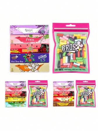 6 st bärbara cigarettfilter med blandade smaker, inklusive jordgubb, blåbär, druva, choklad, persika, äpple, mynta, apelsin och vanilj, jämnt brinnande, flerpack festgåvor, lämplig för Halloween, jul