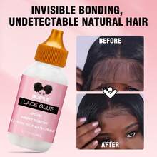 Set de peluca GOIPLE, pegamento y removedor de peluca con encaje frontal, pegamento súper impermeable para peluca con encaje frontal, incluye herramientas y barra de cera para el cabello (Set de 8 piezas: 38ml de pegamento para encaje, 30ml de removedor de pegamento para peluca, barra de cera para el cabello de 16g, cera para peinado de 30g, banda elástica, peine de doble cara, gorro para peluca) - 38ml - Ver 4