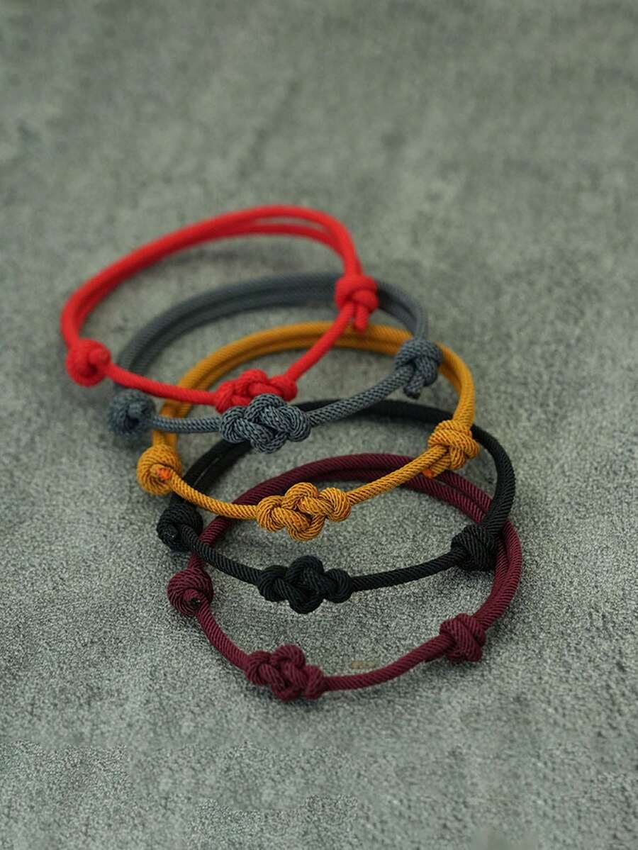 1条幸运手工编织心形结红色绳手链，男女皆宜，可作礼物 - 3mm手繩 - 查看 1