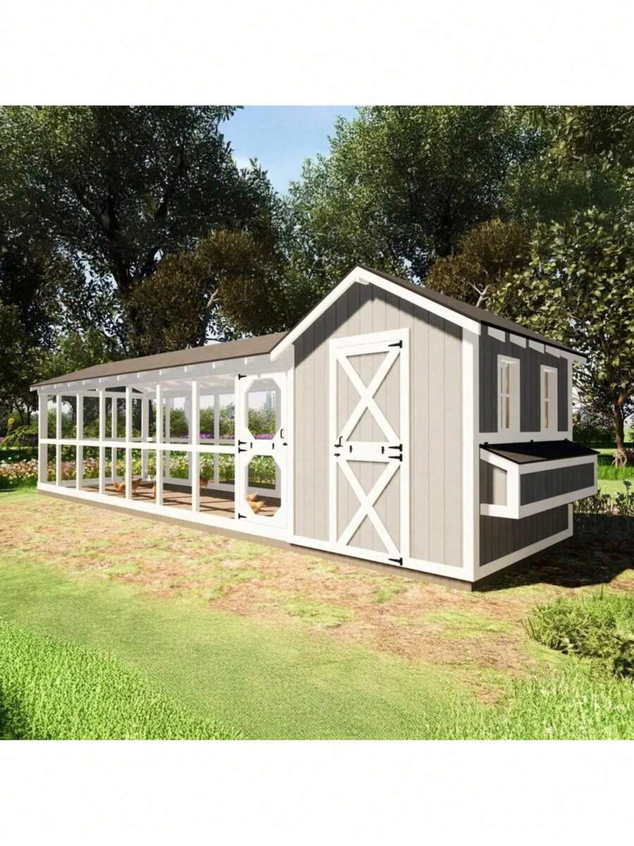 8x32 Large  Plans With 24ft Run – DIY Hen House For 24 Chickens ( Printed Plans ) - 1 - 查看 1