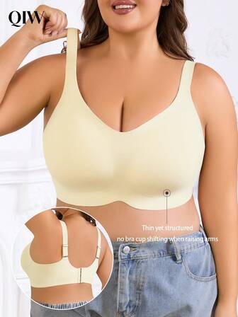 1pc Plus Size Women Seamless Wireless Adjustable Strap Sexy Lingerie