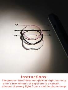 ATLVXJL 3pcs/Set Glow-In-The-Dark Friendship/Relationship Stainless Steel Mini Heart V-Shaped Knotted Cord Bracelet Set, Casual Jewelry Suitable For Daily Wear And Gift Giving - Multicolor - View 8