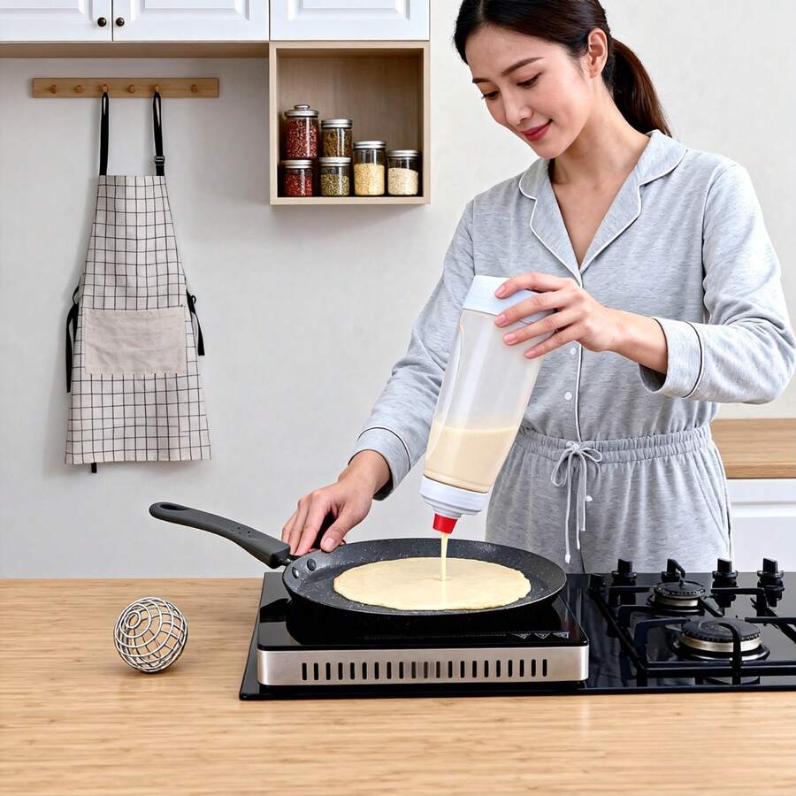 1000ml Hand-Cranked Batter Mixer Bottle Batter Dispenser - Clear - View 1