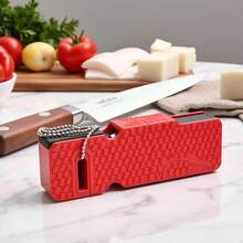 Sacapuntas de cuchillos de cocina, piedra de afilar al aire ltima intervensin para bolsillo de cocina, afilador de cuchillos afilados, tijeras herramienta de piedra de afilar piedra de - Rojo (China Red) - Ver 7