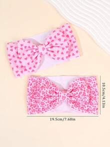 2PCS Valentine's Day Hair Bows For Girls Pink Baby Breathable Headband Baby Bow Headbands For Girls Waffle Tied Bow Hairbands Cute Red Heart Head Wraps Hair Accessories For Infant Toddler Kid - Multicolor - View 5