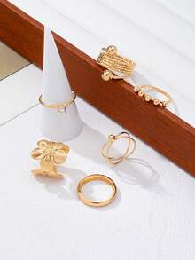 Set de 6 anillos surtidos, de uso diario y de moda para mujeres - Juego de anillos - Ver 5