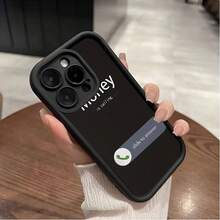 "Money Is Calling" Text Pattern Phone Case, Hot - Selling Creative Patterns, New Groove Stepped Mobile Phone Case, Fun, Simple And Fashionable Personality  For Men And Women Suitable For IPhone Mobile Phone Case11/12/13/14/15/16/ 16E/16PRO/16PROMAX/16PLUS,Suitable For IPhone17 Air,Suitable For IPhone17 Air - 黑色 - 查看 5
