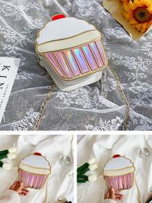 1pc Fashion Children's Ice Cream Cake Shaped Crossbody Bag/Shoulder Bag, Portable Multi-Function Zipper Candy Bag, Lightweight And Easy To Carry, Suitable For Travel, Vacation, Outdoor Activities, Supermarket Shopping, Holiday Shopping, Also An Ideal Children's Gift And Birthday Gift. - White - View 5