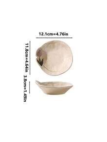 1pc/2pcs Asymmetrical Floral Pattern Ceramic Plate, Cute Snack Dish, Dessert/Cake Plate, Side Dish Plate, Japanese Style Line Ceramic Plate, Elegant Snack/Fruit Plate, Oval Breakfast Plate, Suitable For Serving, Restaurant, Dessert Shop, Living Room - Multicolor - View 10