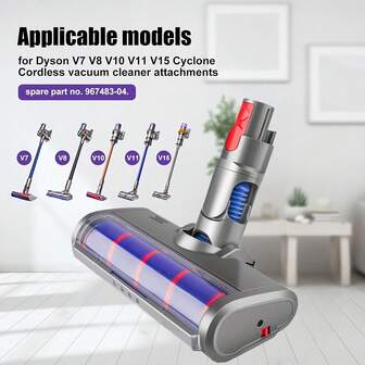 适用于 V7 V8 V10 V11 V15 吸尘器的替换刷头 - 可旋转软毛滚筒地板刷/附件，适用于 V15/V11/V10/V8/V7 立式和手持式吸尘器