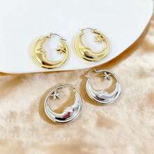 夸张的Y2K风格月亮星星镂空耳环，时尚耳环饰品 - 耳掛 - 查看 2