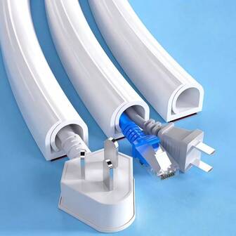 1pc Self-Adhesive Rubber Cable Concealer Strip For Floor Wires, Floor Cable Management Cable Cover, Discreet Cable Hiding And Protection Device