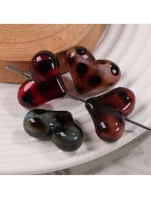 10 hạt cườm hình trái tim nhiều màu sắc họa tiết da báo cổ điển bằng Acrylic kích thước 22,1*15,7mm dùng để làm vòng tay, vòng cổ, dây buộc tóc, hoa tai, móc khóa, móc khóa túi xách, phụ kiện trang sức tự làm - Trái tim họa tiết da báo Acrylic - Xem 2